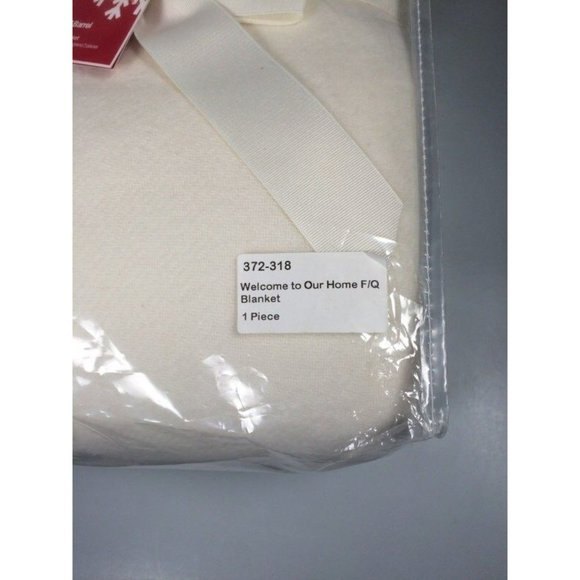 Lambswool Blanket embroidered Welcome Crate & Barrel Full QUEEN guest bedroom bl - Picture 5 of 9